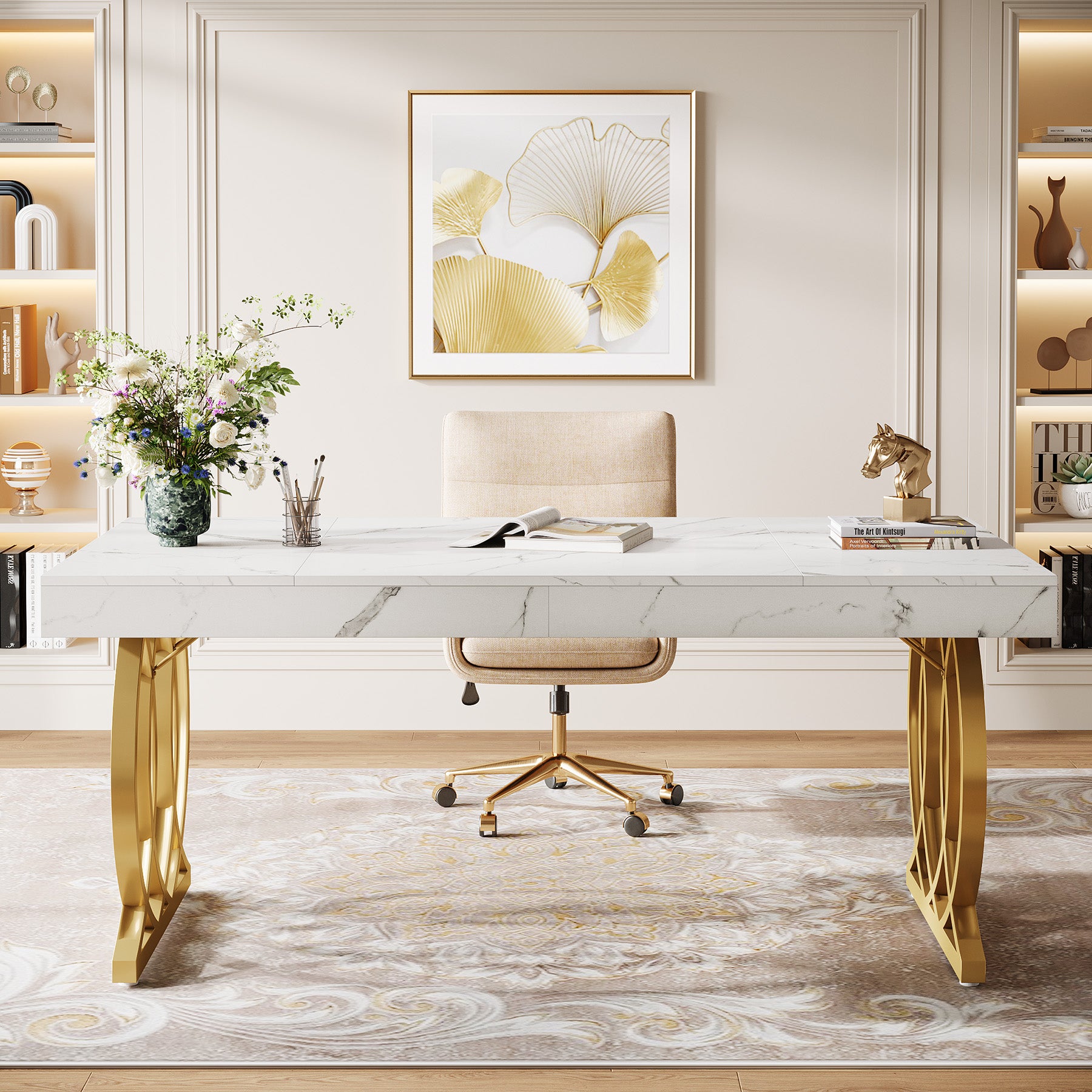 63" Executive Desk, Modern Office Computer Desk with Luxury Design