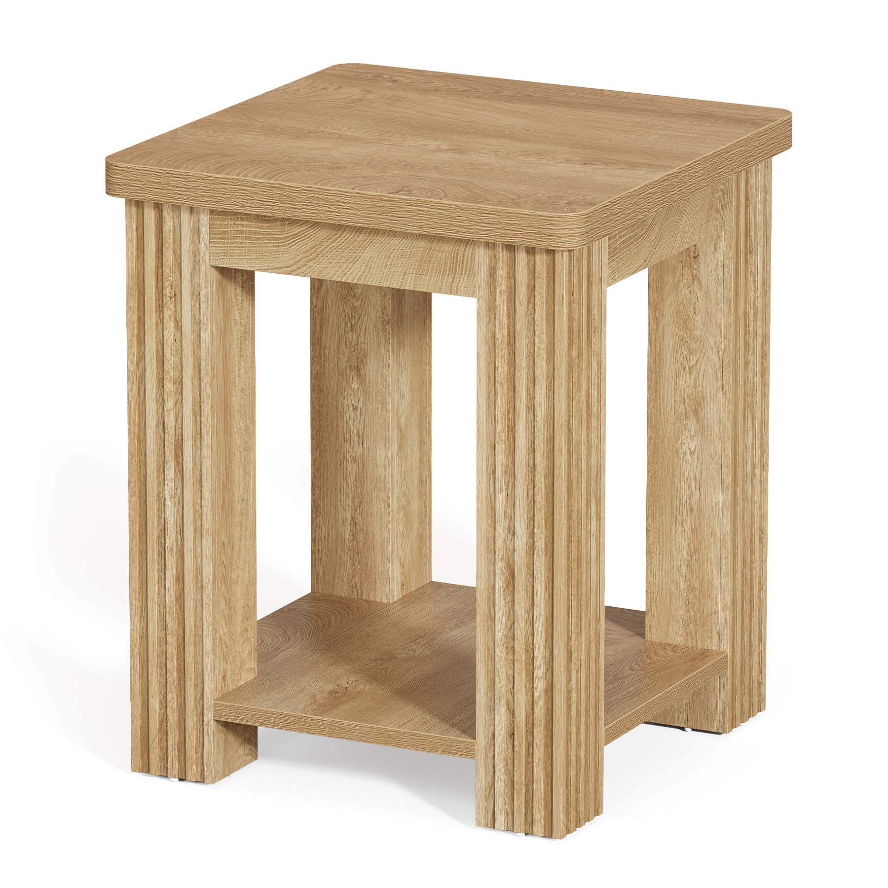 19.7" Square End Table with Storage, Farmhouse Side Table for Living Room, Bedroom