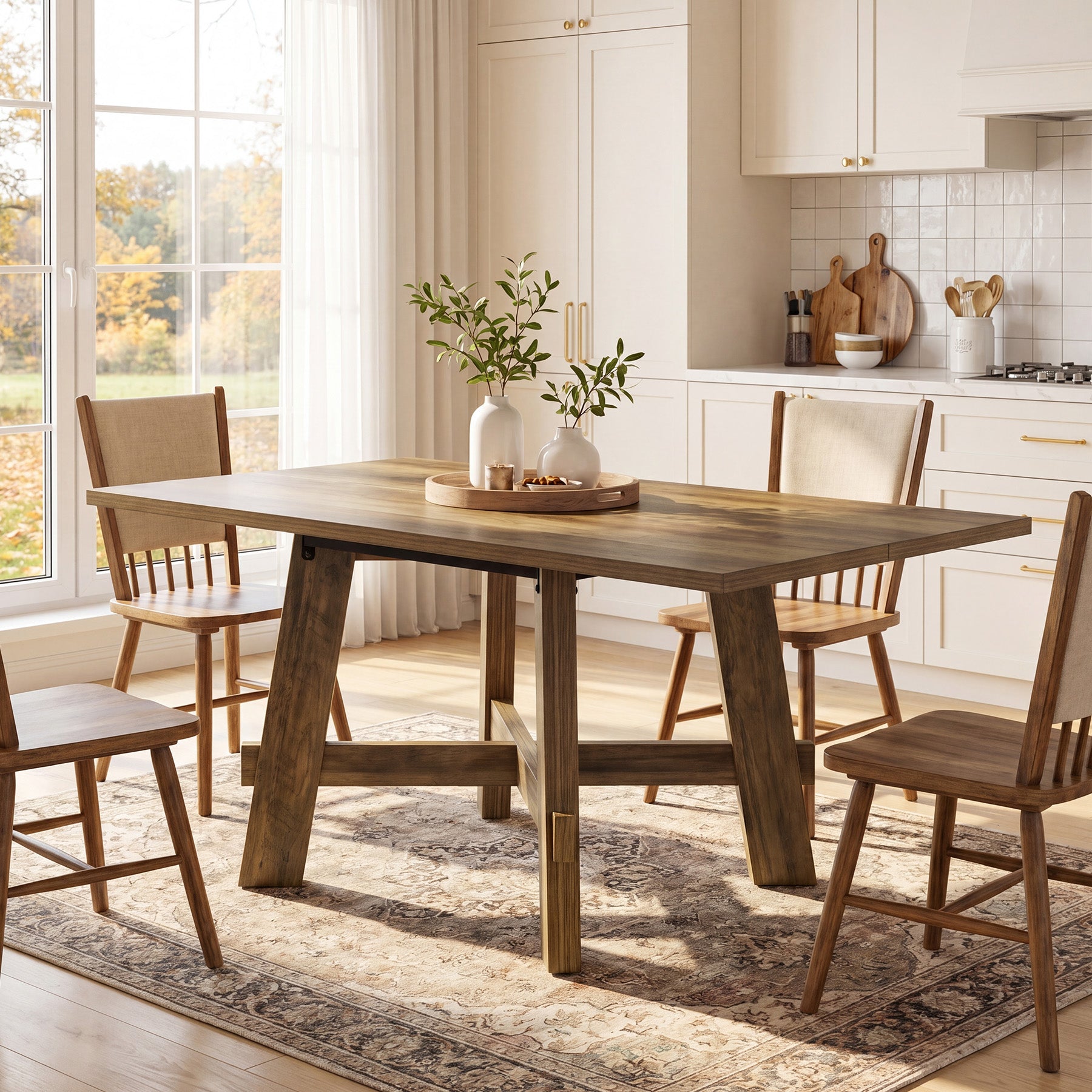 Tribesigns 47-Inch Dining Table, Cross Brace Kitchen Table for 4