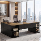 86.6" L-Shaped Executive Desk, Large Computer Desk with Drawers & 55" File Cabinet