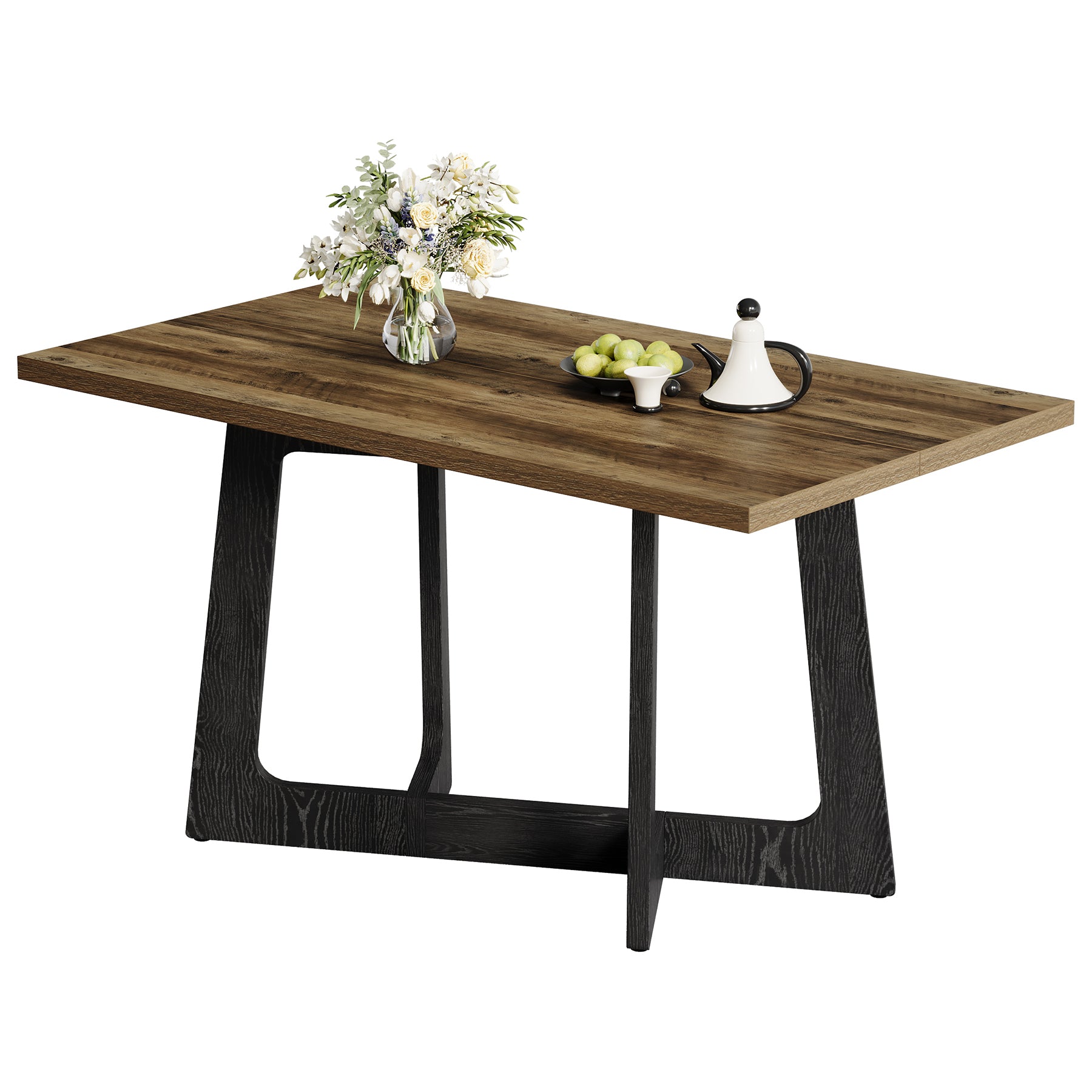 47" Small Dining Table for 2-4 People, Farmhouse Kitchen Table with Sturdy Pedestal Base