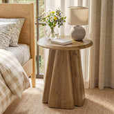 23.6" Round Nightstand, Wooden Bedside Table with Sturdy Support 3
