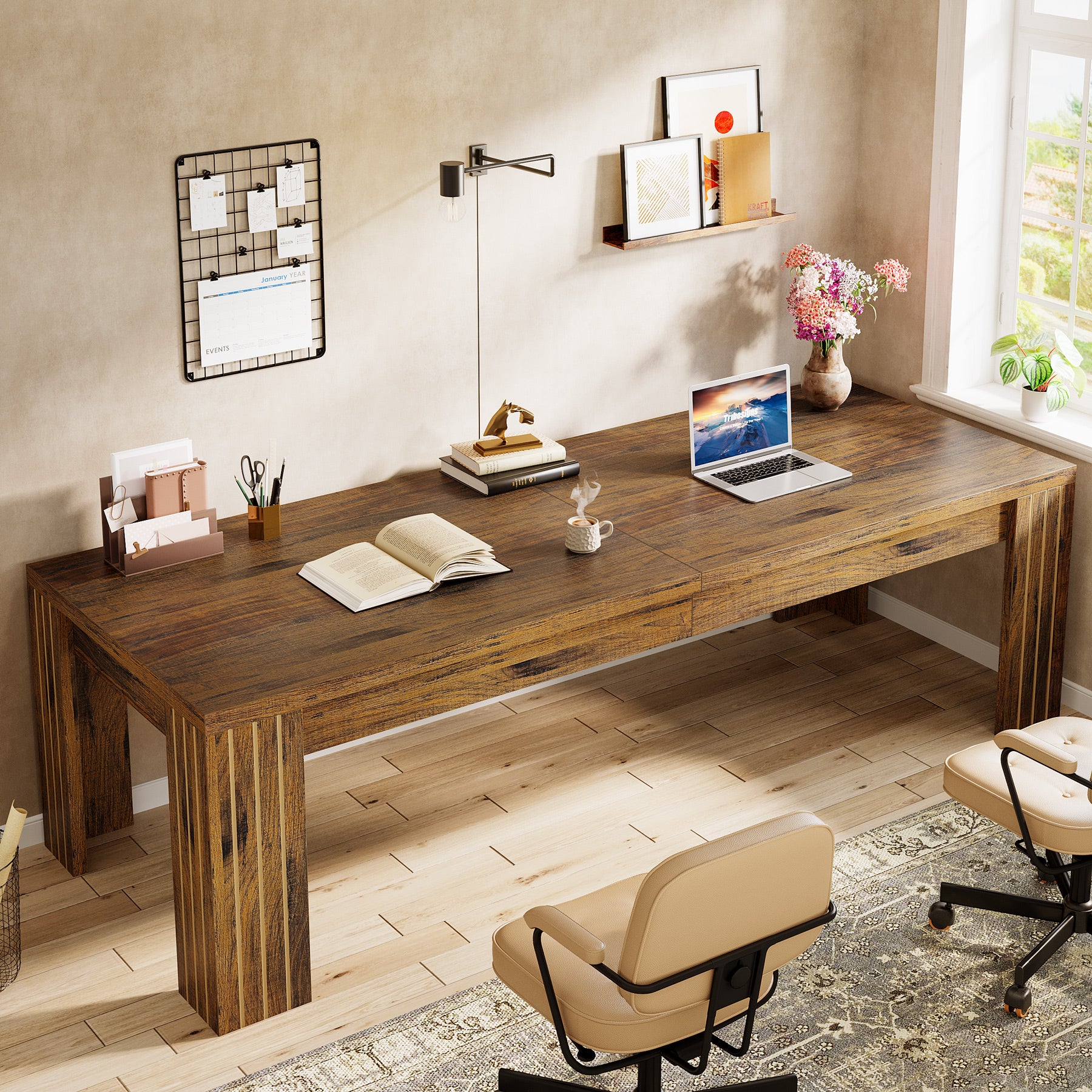 78.7" Two Person Desk, Large Double Computer Table Workstation for Home Office