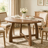 47" Solid Wood Dining Table for 4-6, Round Kitchen Table with Cross Base for Dining Room 3