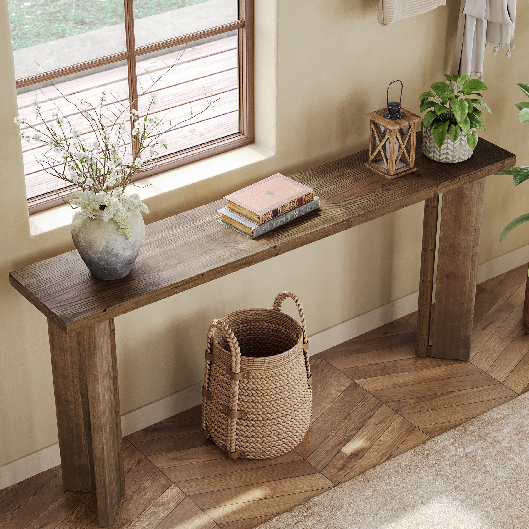 70.9" Console Table, Solid Wood Sofa Table Entryway Foyer Table