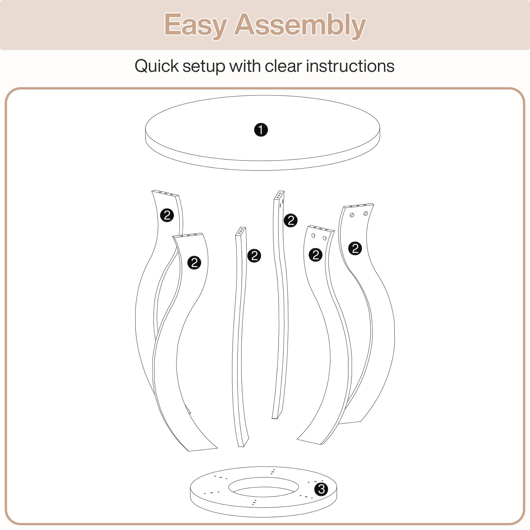 Tribesigns 19.69" Round Side Table, Curved Wooden Nightstand for Small Spaces