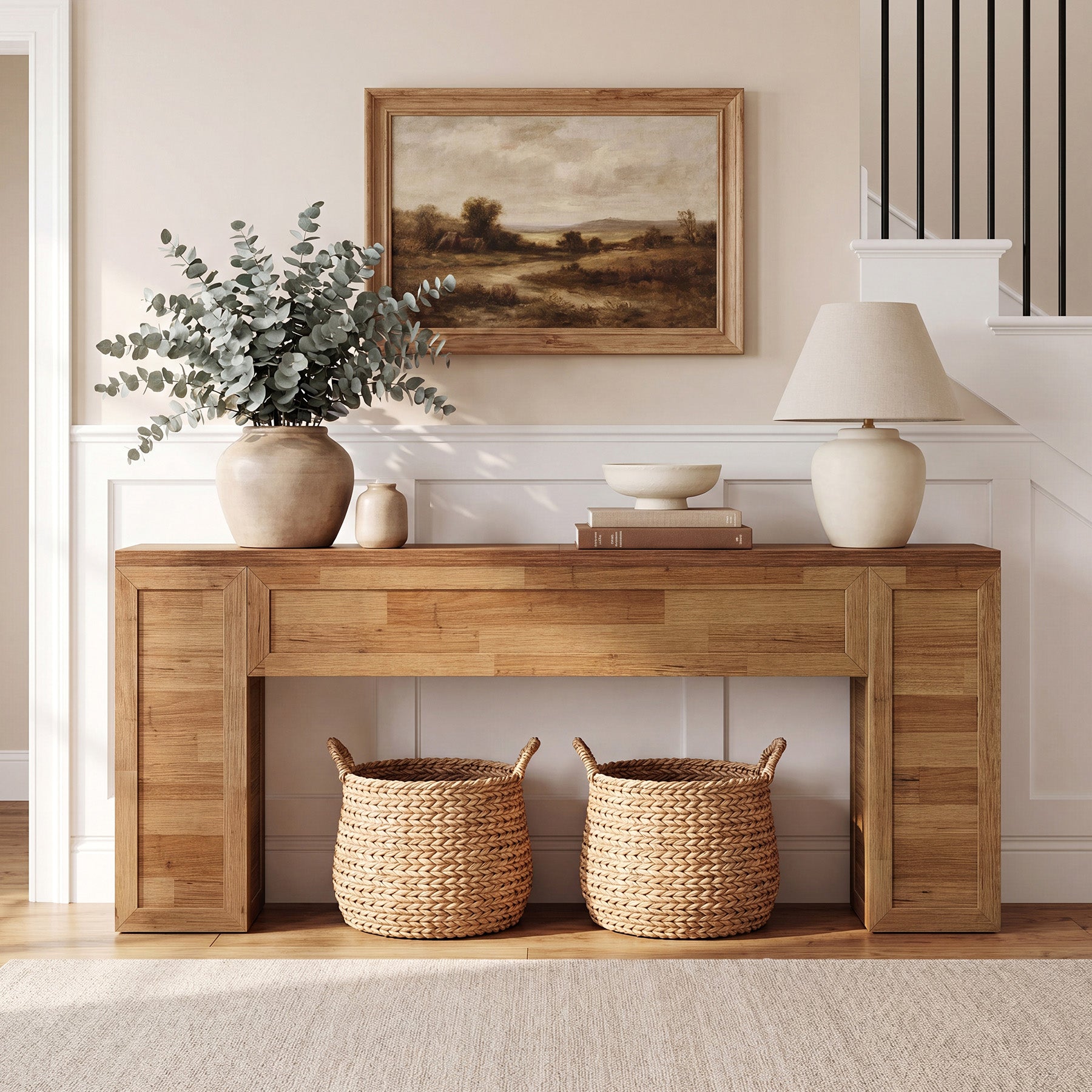 78.7" Long Console Table for Entryway, Farmhouse Narrow Sofa Table Behind Couch
