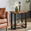 Solid Wood End Table, 2-Tier Side Table Nightstand with Iron Frame