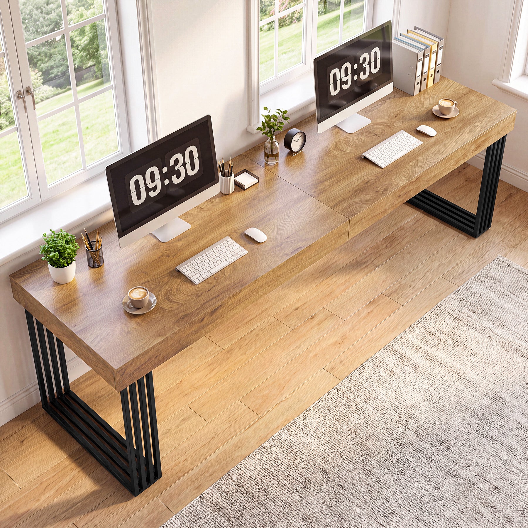 79" Large Computer Desk, Double Executive Desk with Thick Tabletop, Home Office