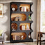71" Bookcase, Modern Asymmetrical Bookshelf 4-Tier Display Shelf