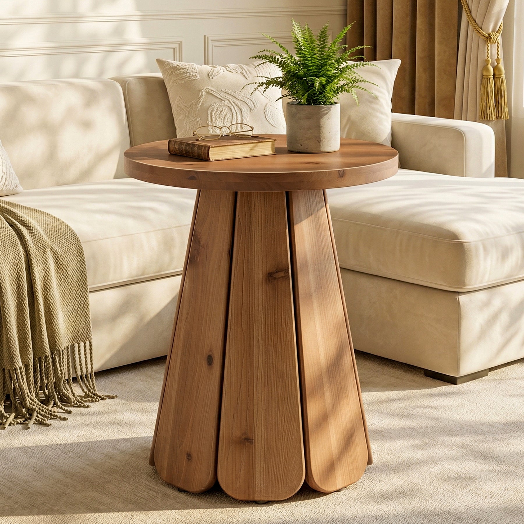 Tribesigns 19.69" Small Round End Table, Mid Century Accent Table for Living Room