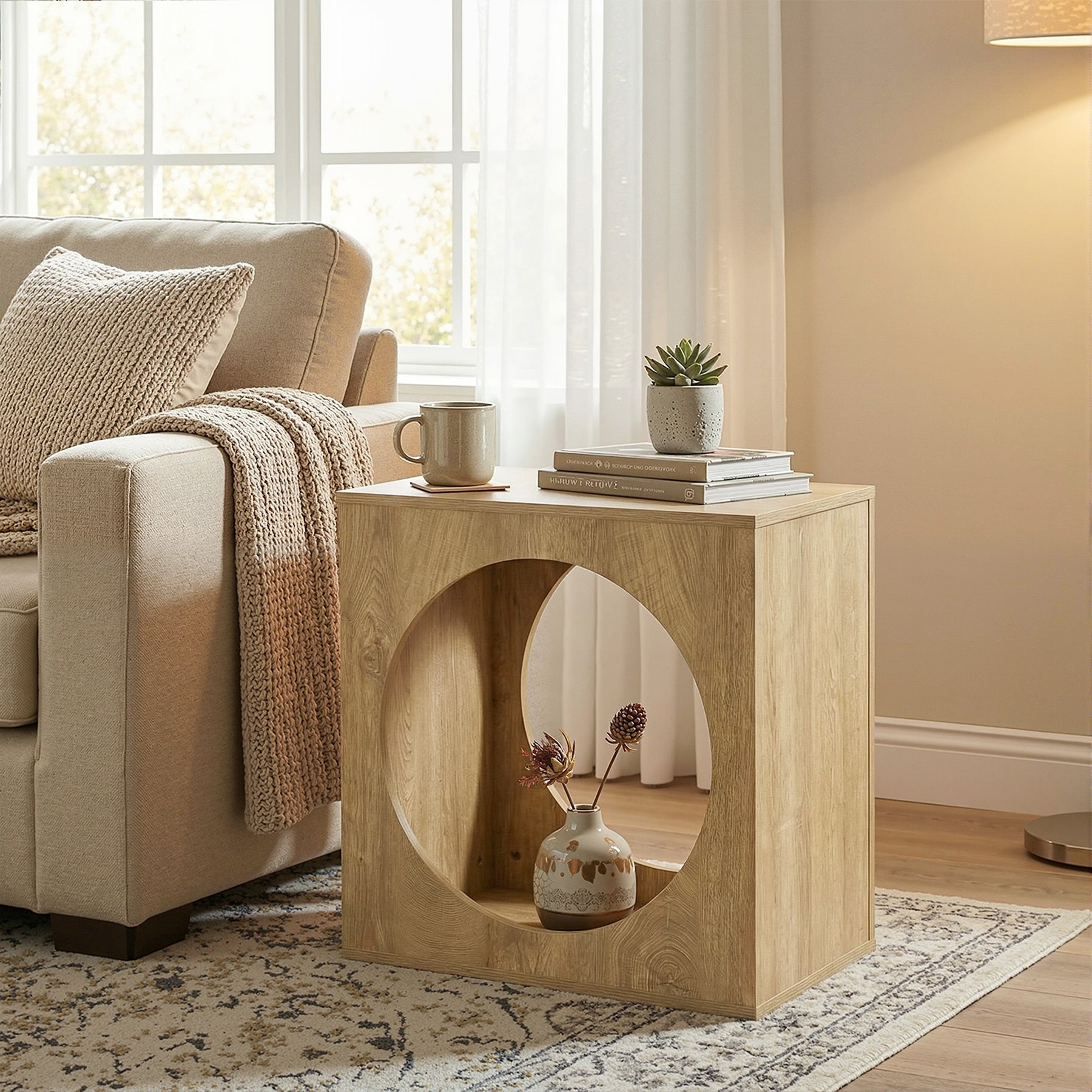 23.62" Modern Wooden End Table, 2-Tier Rectangular Side Table