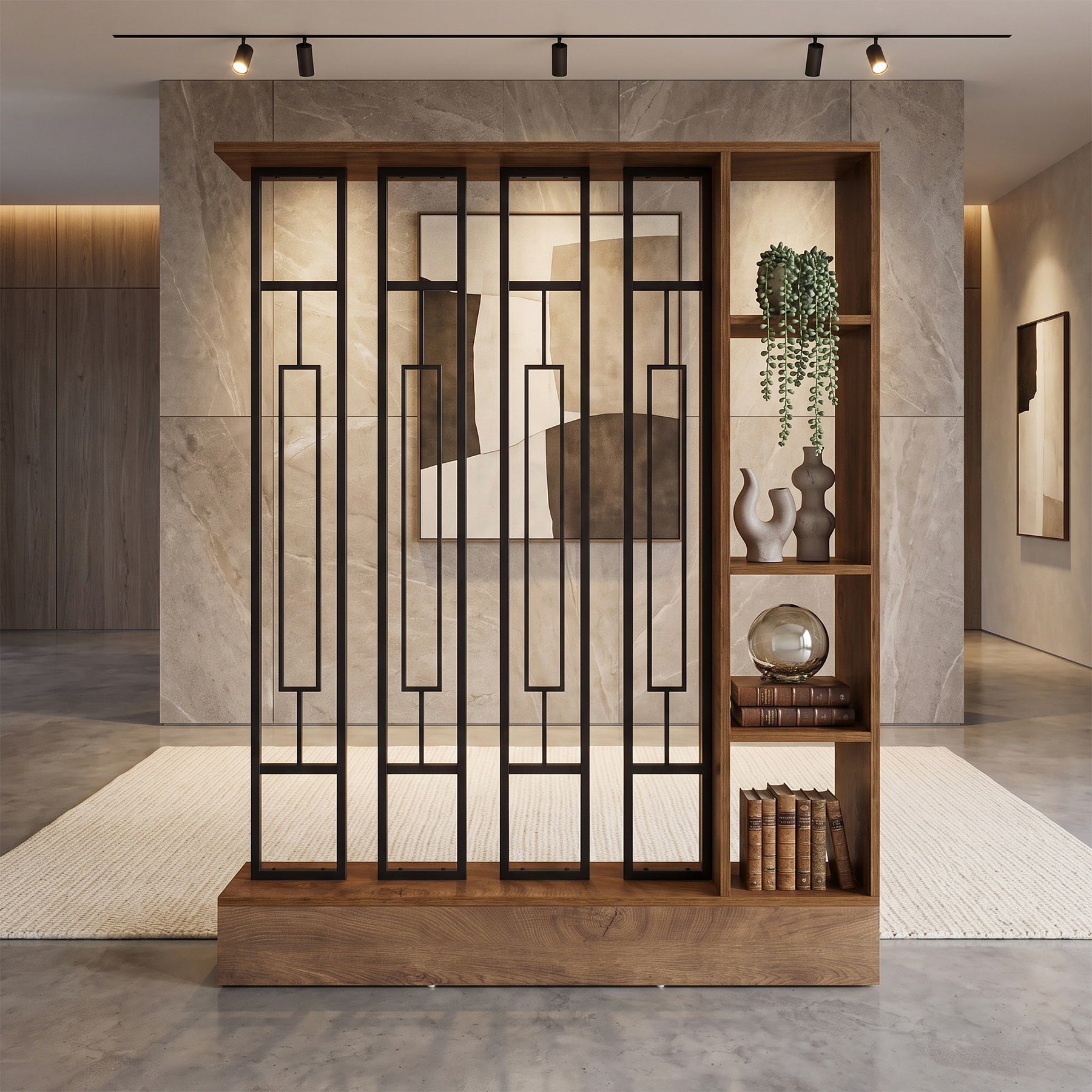 70.8" Tall Freestanding Room Divider, Storage Wall Partition with Display Shelves