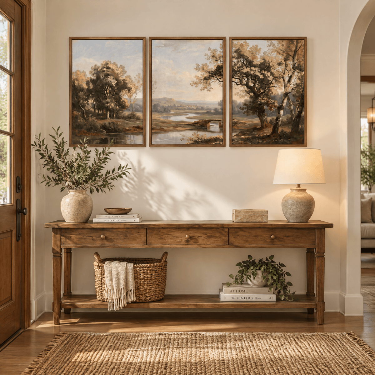 Tribesigns Vintage Pastoral Triptych, Classic Landscape Wall Art