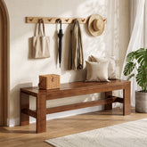 55.12" Solid Wood Entryway Bench, Farmhouse Indoor End of Bed Bench 3
