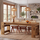 78.7" Solid Wood Dining Table, Rectanglular Kitchen Table with Heavy‑Duty Pedestal for 6-8 3