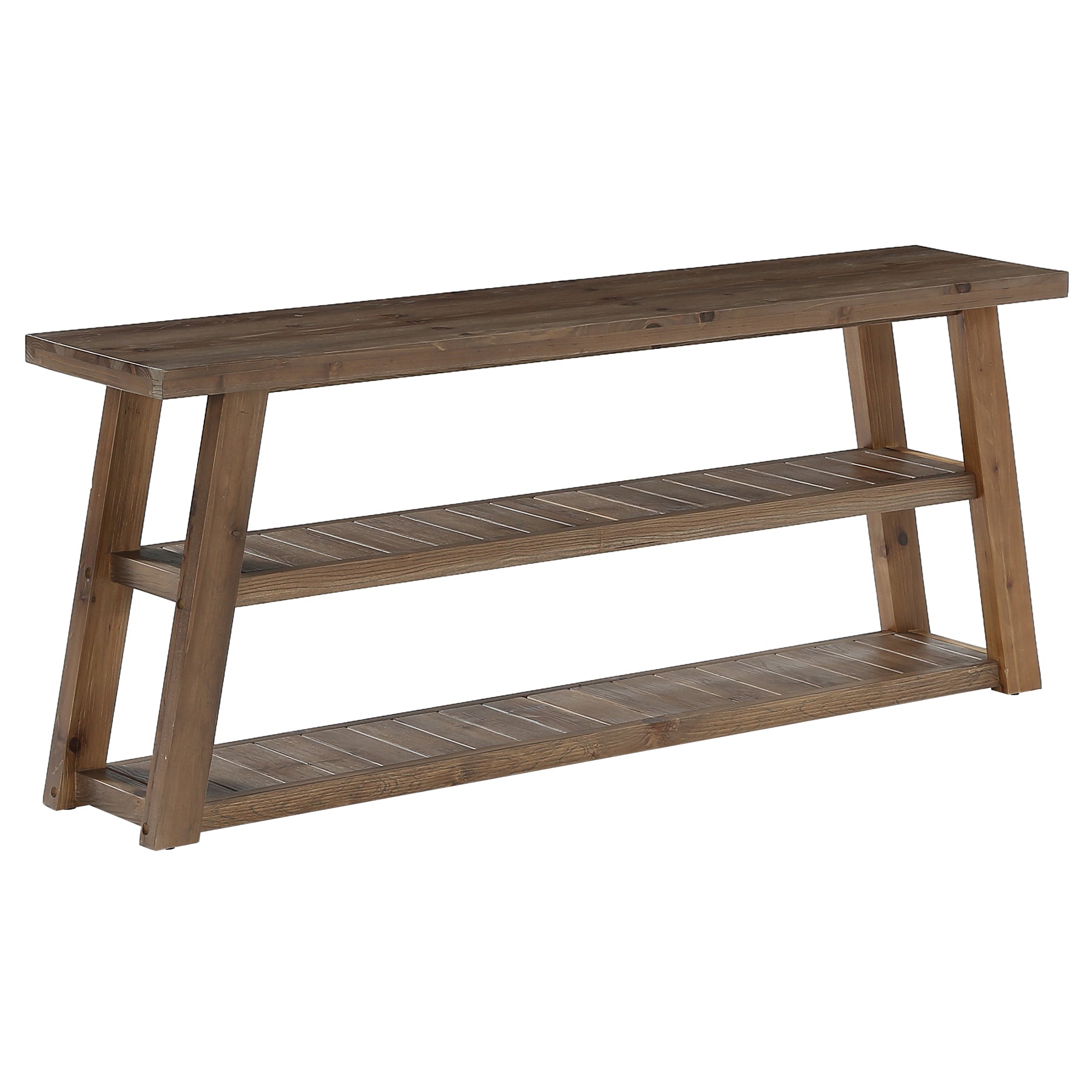 3-Tier Solid Wood TV Stand, 63" Entertainment Center with Open Shelves