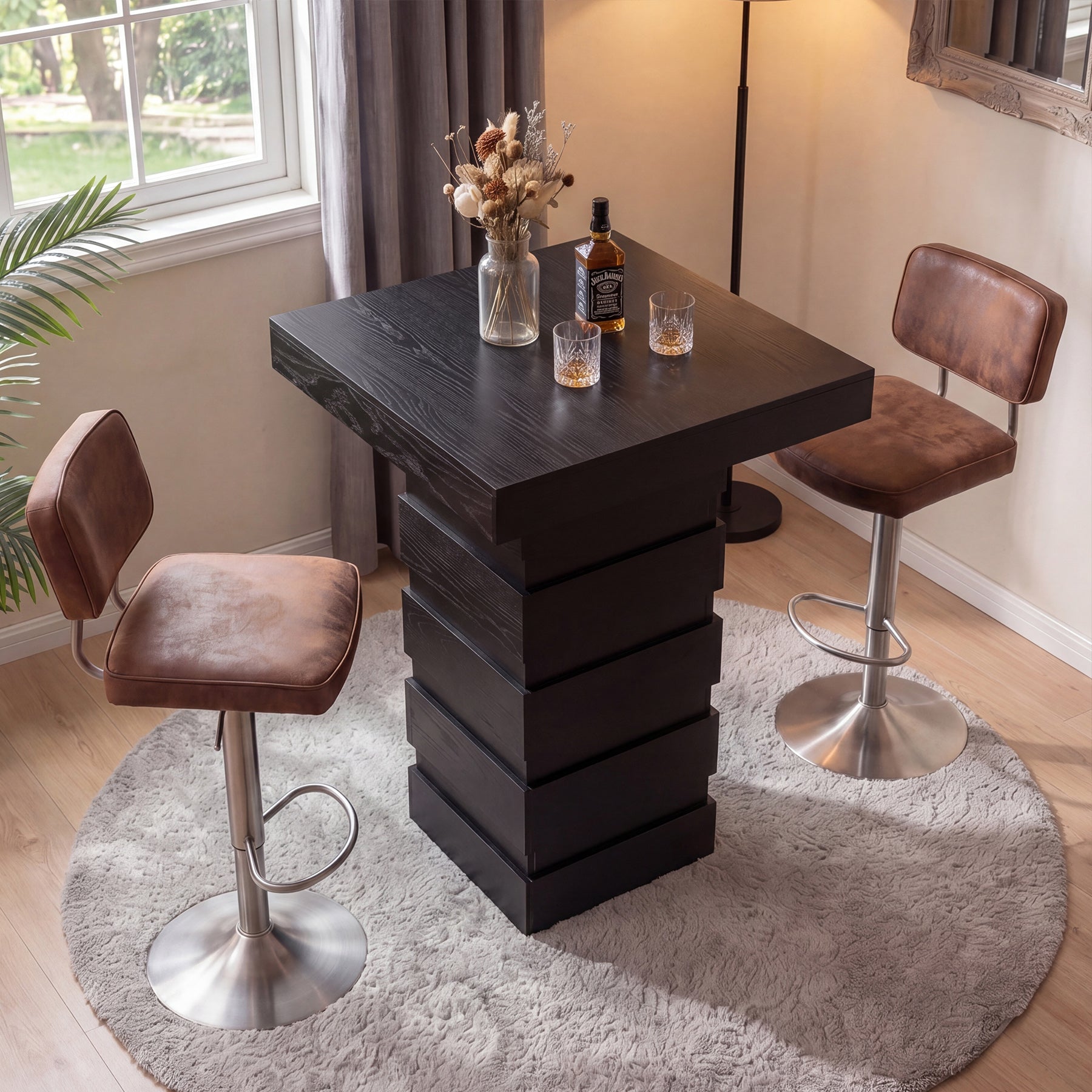 Tribesigns 37.4-Inch Bar Height Table, Square Pub Table with Block Base for Kitchen Nook Living Room