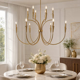 12-Light 45.5" Gold Chandelier, Modern Farmhouse Pendant Lighting 3
