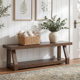 63" Solid Wood Entryway Bench with Shoe Storage, 2-Tier Rustic Shoe Bench for Hallway, Living Room & Bedroom 3