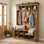 4-in-1 Hall Tree with Bench & Shoe Storage, 70.9" H Entryway Coat Rack with 6 Hooks, 12 Cubbies