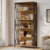 6-Tier Bookshelf, 70.87" Industrial Bookcase with Geometric Metal Frame 3