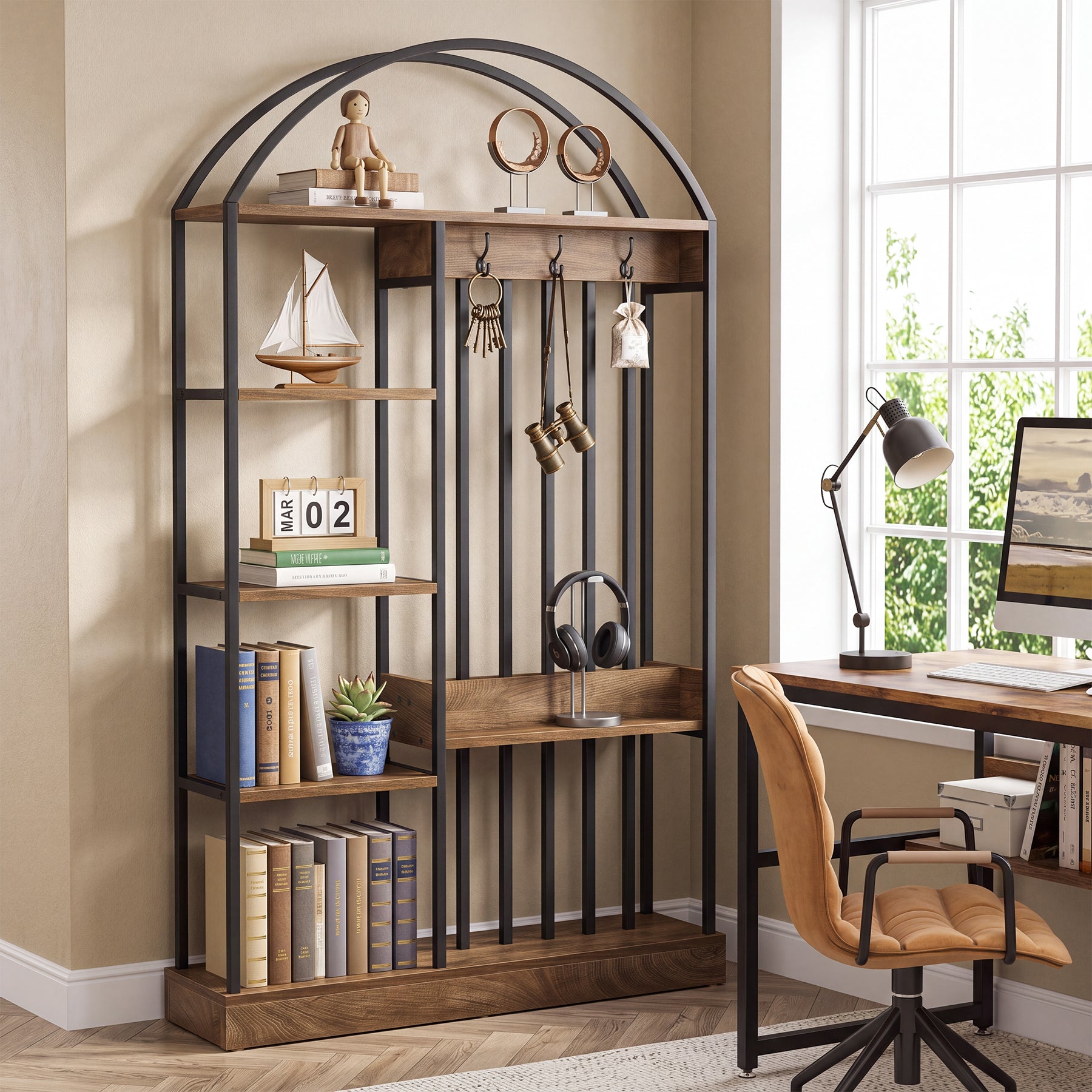71.2" Bookshelf, 5-Tier Bookcase with Open Shelves & with Metal Frame for Home Office