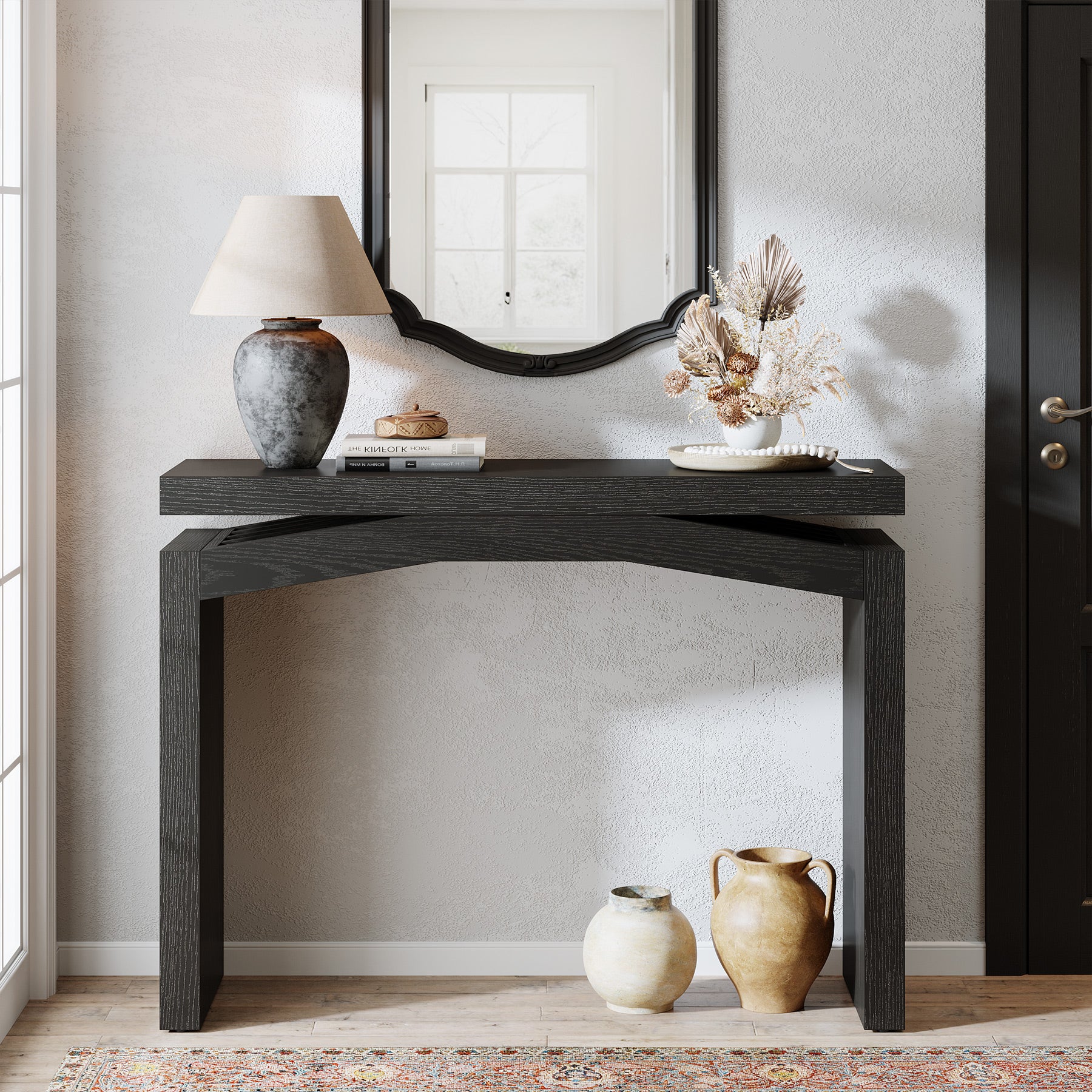 40" Farmhouse Console Table, Narrow Entryway Sofa Table with Hollow Design for Hallway, Foyer, or Living Room