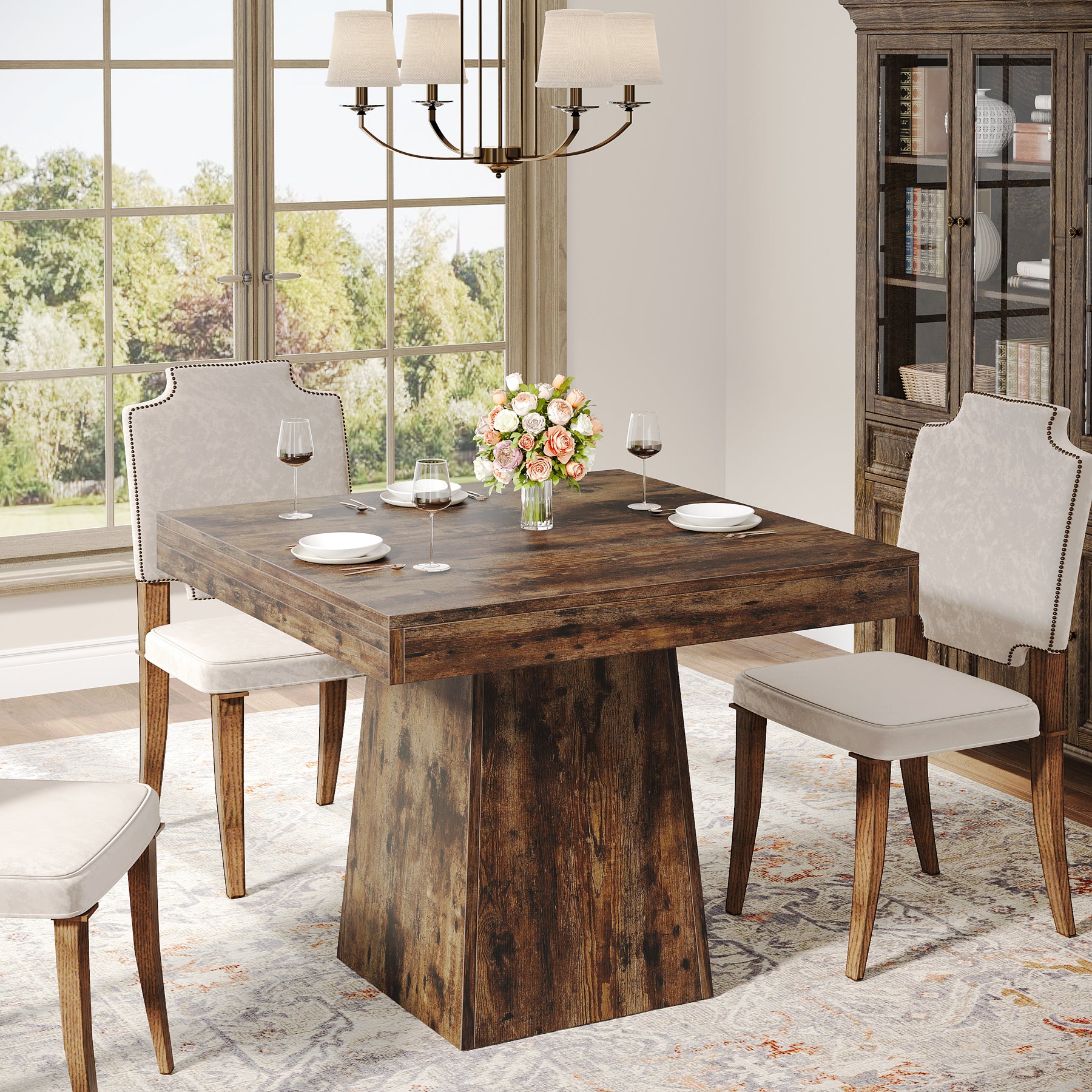 31.5" Dining Table, Square Farmhouse Kitchen Table Dinner Table