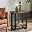Solid Wood End Table, 2-Tier Side Table Nightstand with Iron Frame