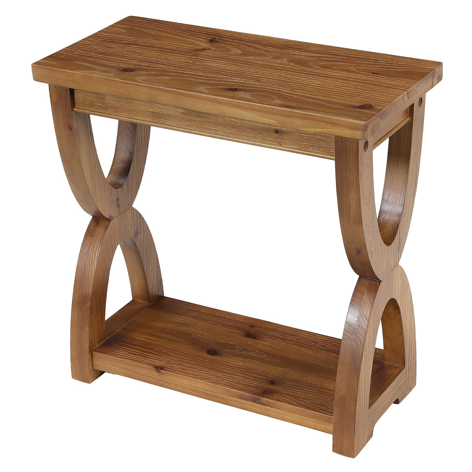 Solid Wood Side Table, 2-Tier Small End Table Bedside Table for Living Room