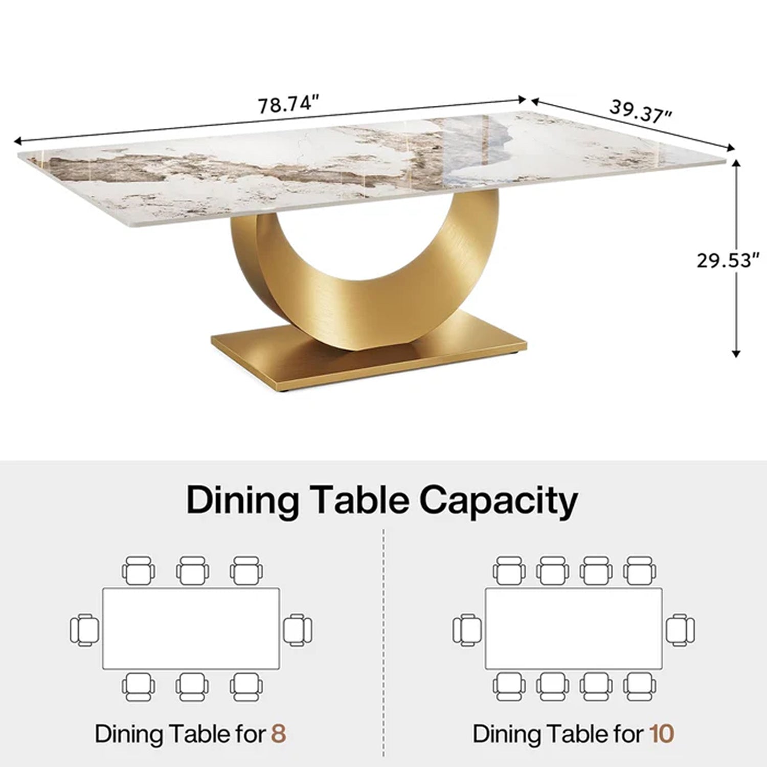 sintered stone dining table for 8