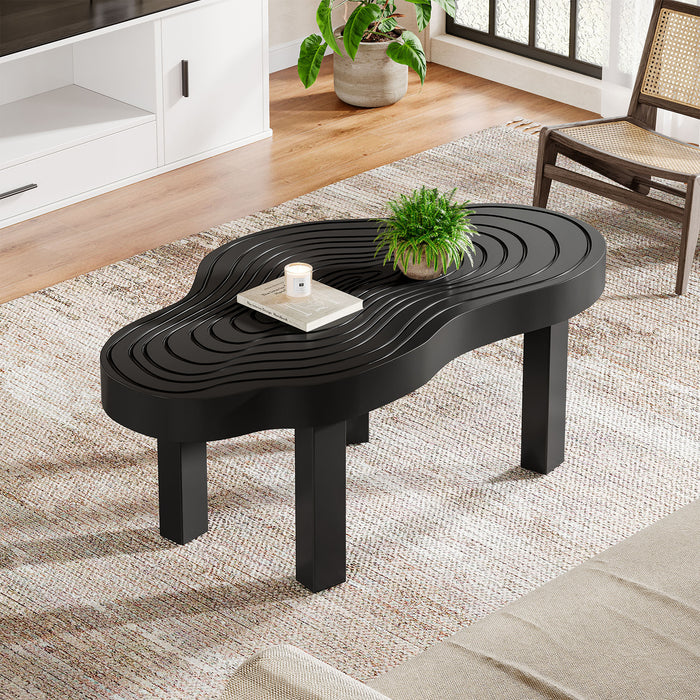 45" Coffee Table, Modern Irregular Center Table with Thick Tabletop