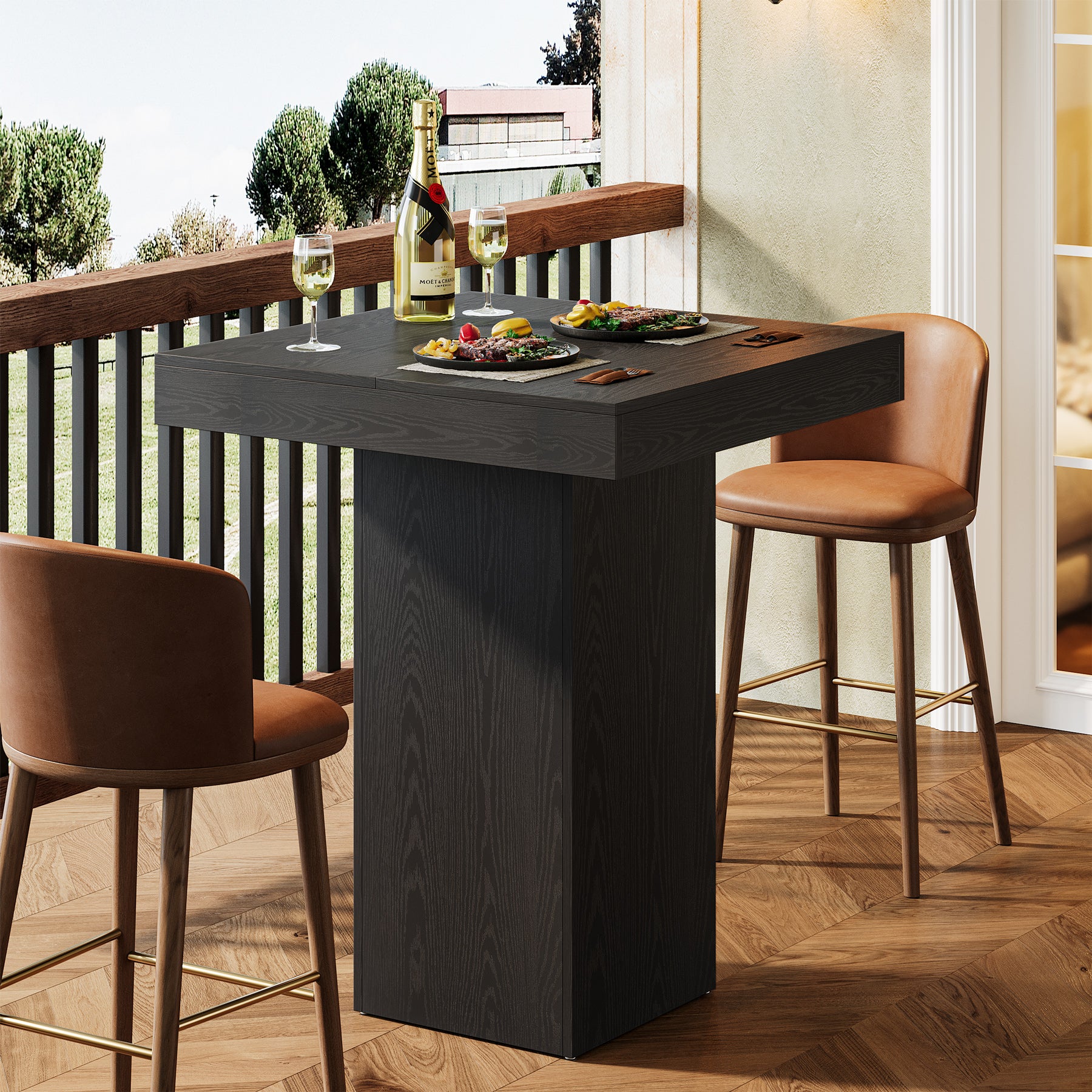 31.5" Bar Table, Square Kitchen Dining Table Counter Height Pub Table