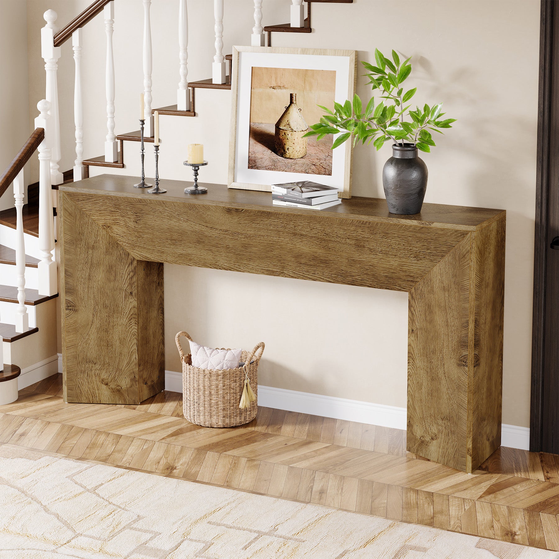 63" Extra Long Console Table for Entryway, Modern Wooden Sofa Table for Living Room