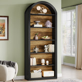 6/8-Tier Tall Bookshelf, Wooden Arched Bookcase Display Shelving Unit 3