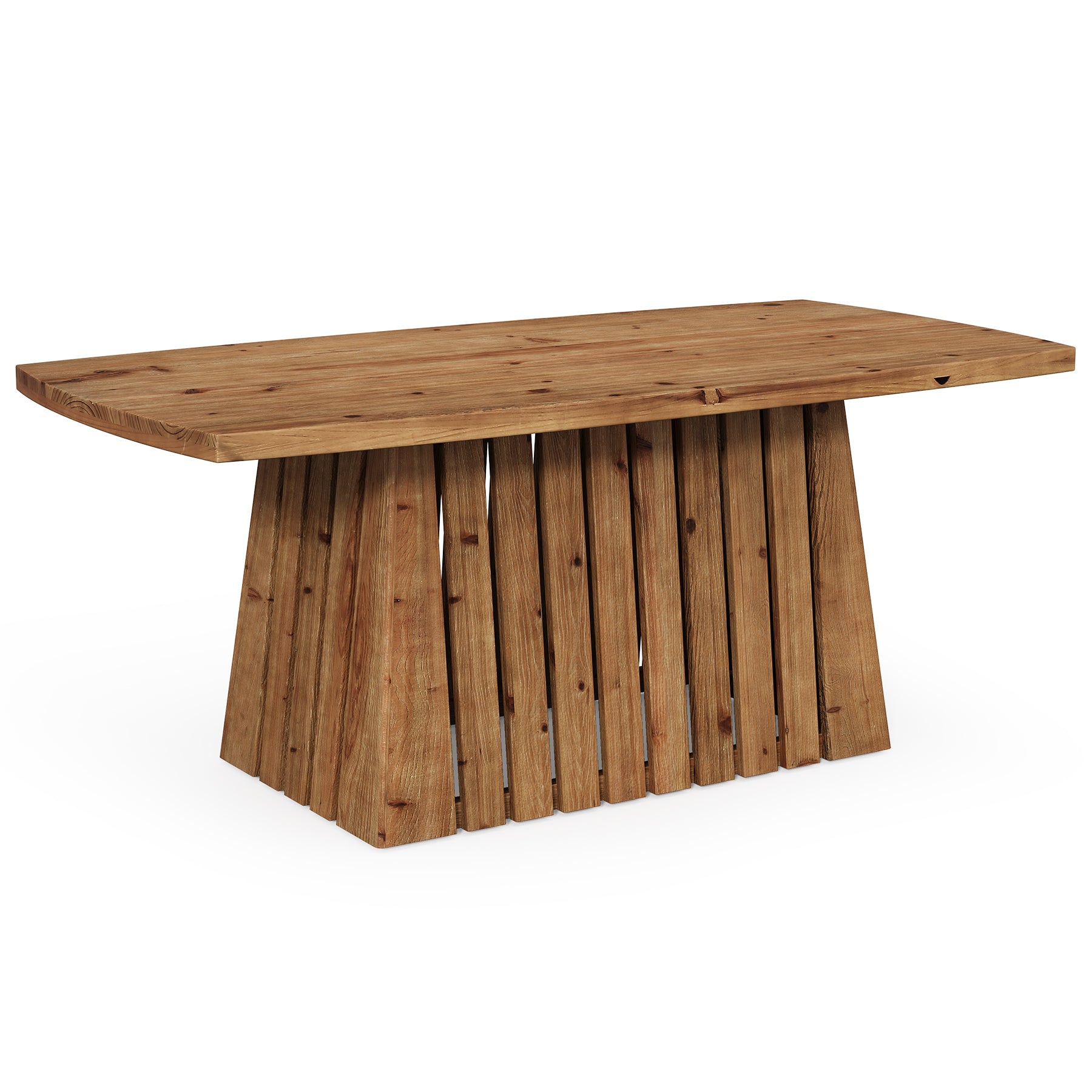 47" Coffee Table, Solid Wood Rectangular Center Table with Heavy-Duty Pedestal Base