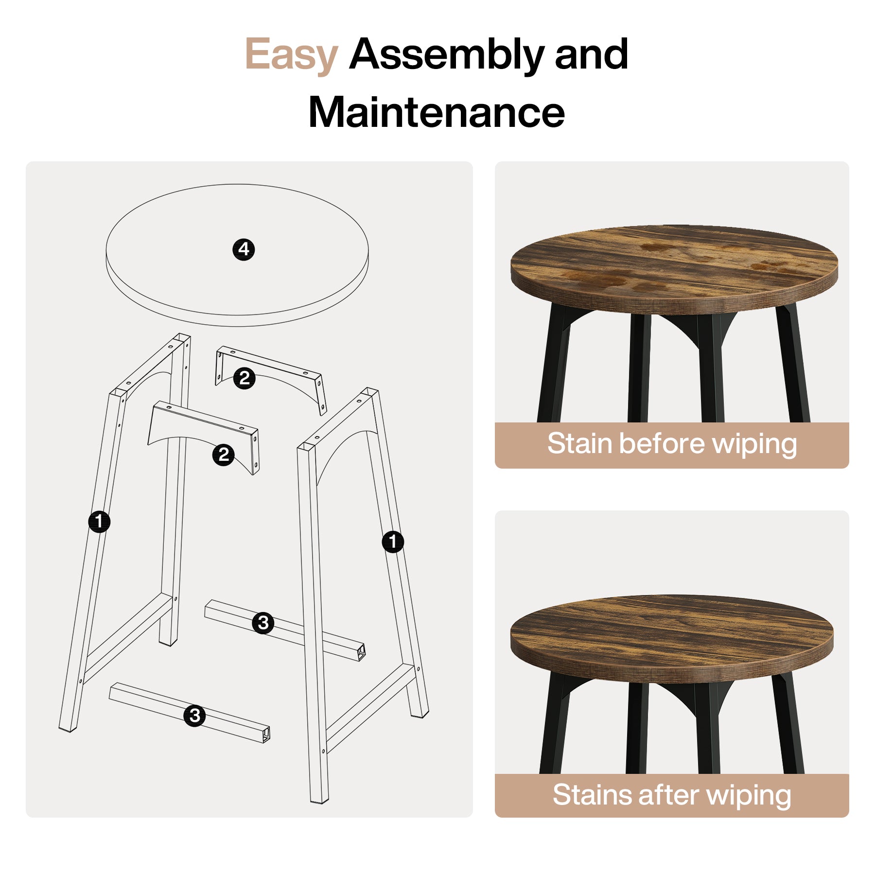 Round Bar Table, 35.4" Tall Cocktail Counter Height Dining Table