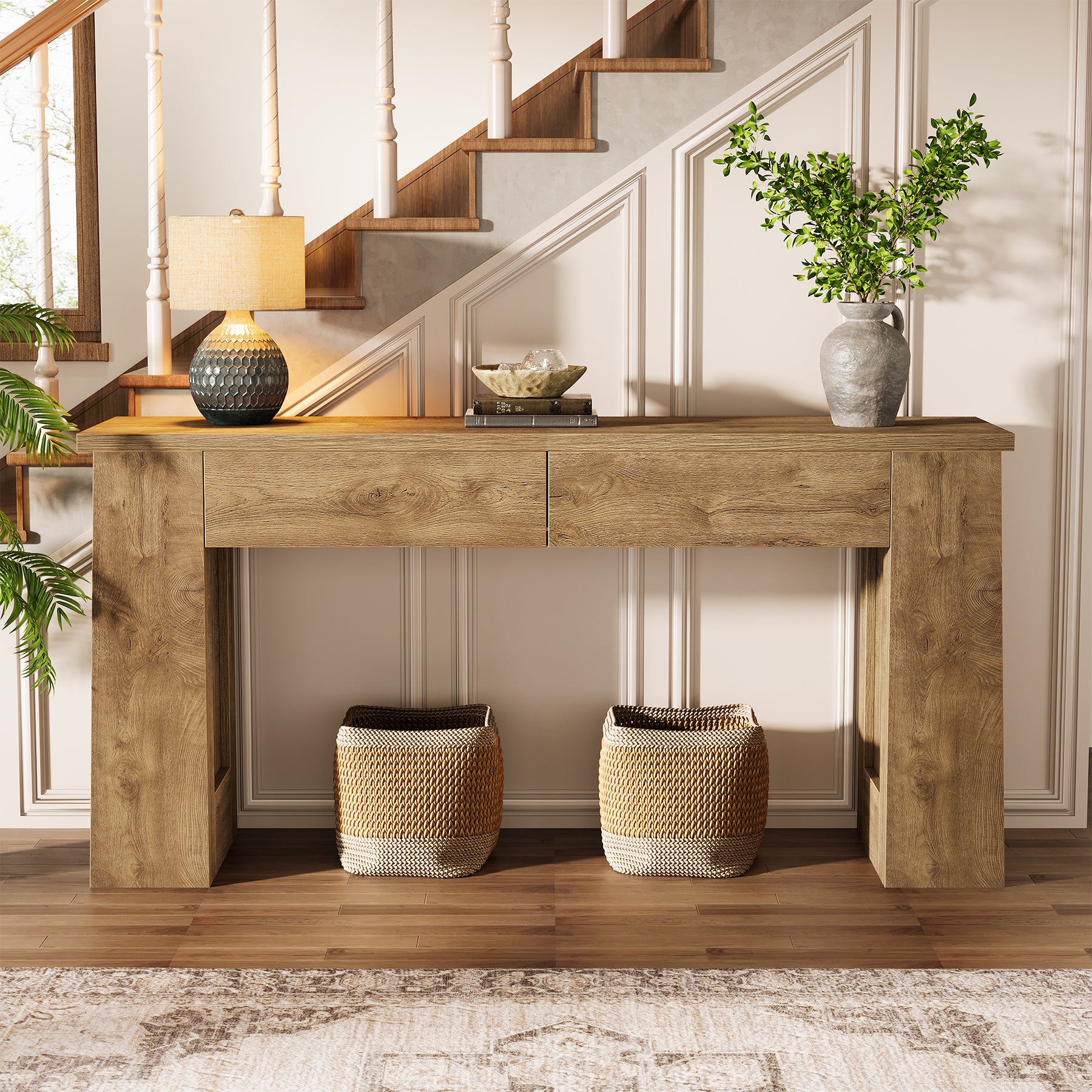 63" Console Table with 2 Drawers, Long Entryway Sofa Table for Living Room