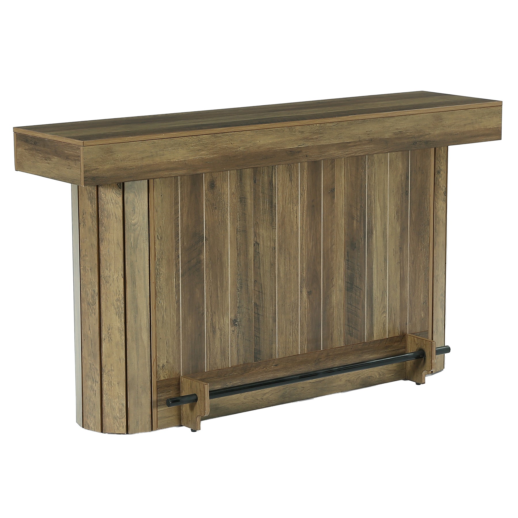 63" Industrial Bar Table with Storage Shelves & Footrest, Wooden Pub Table for Home Bar