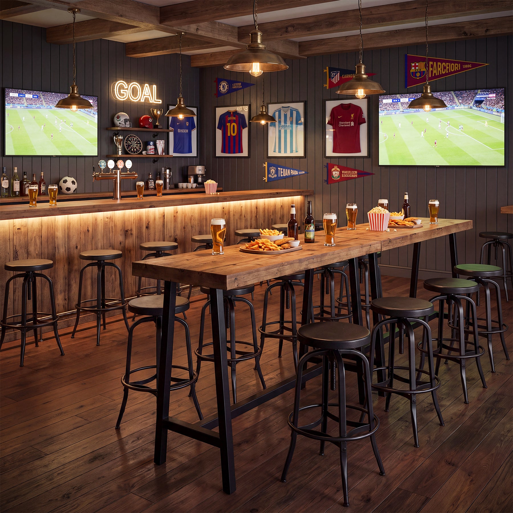 86" Extra Long Industrial Bar Table, Counter Height Solid Wood Pub Table, Narrow High Top