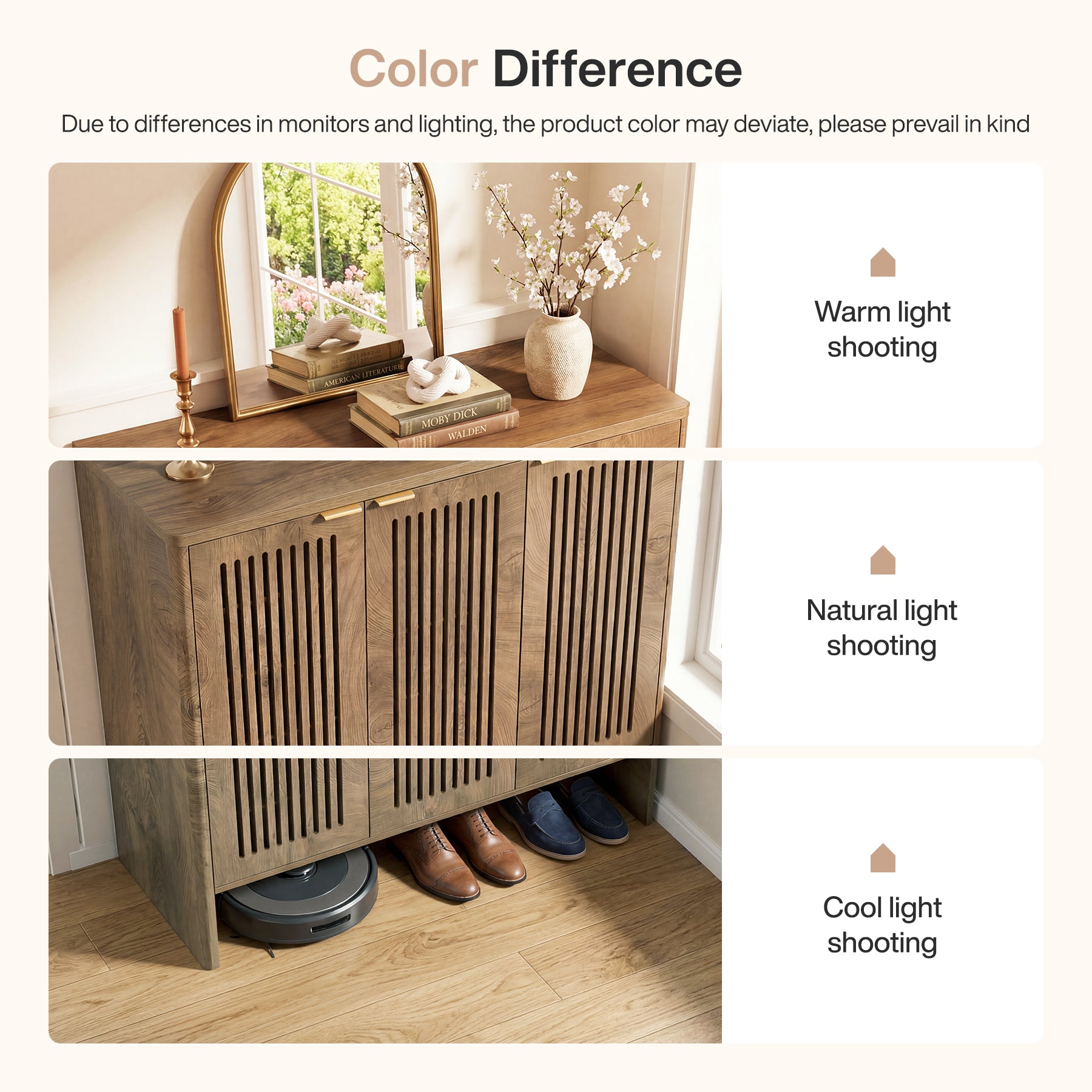 5-Tier Shoe Cabinet with Doors, Wooden Shoe Storage for 25-30 Pairs with Adjustable Shelves