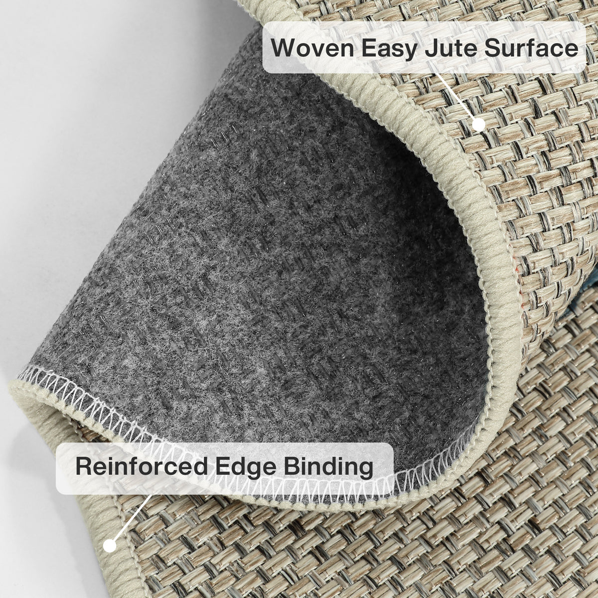 Floral Easy Jute Hallway Runner Rug, Scalloped Kitchen Runner Rug Non Skid Washable Indoor Carpet, Oeko-Tex Certified