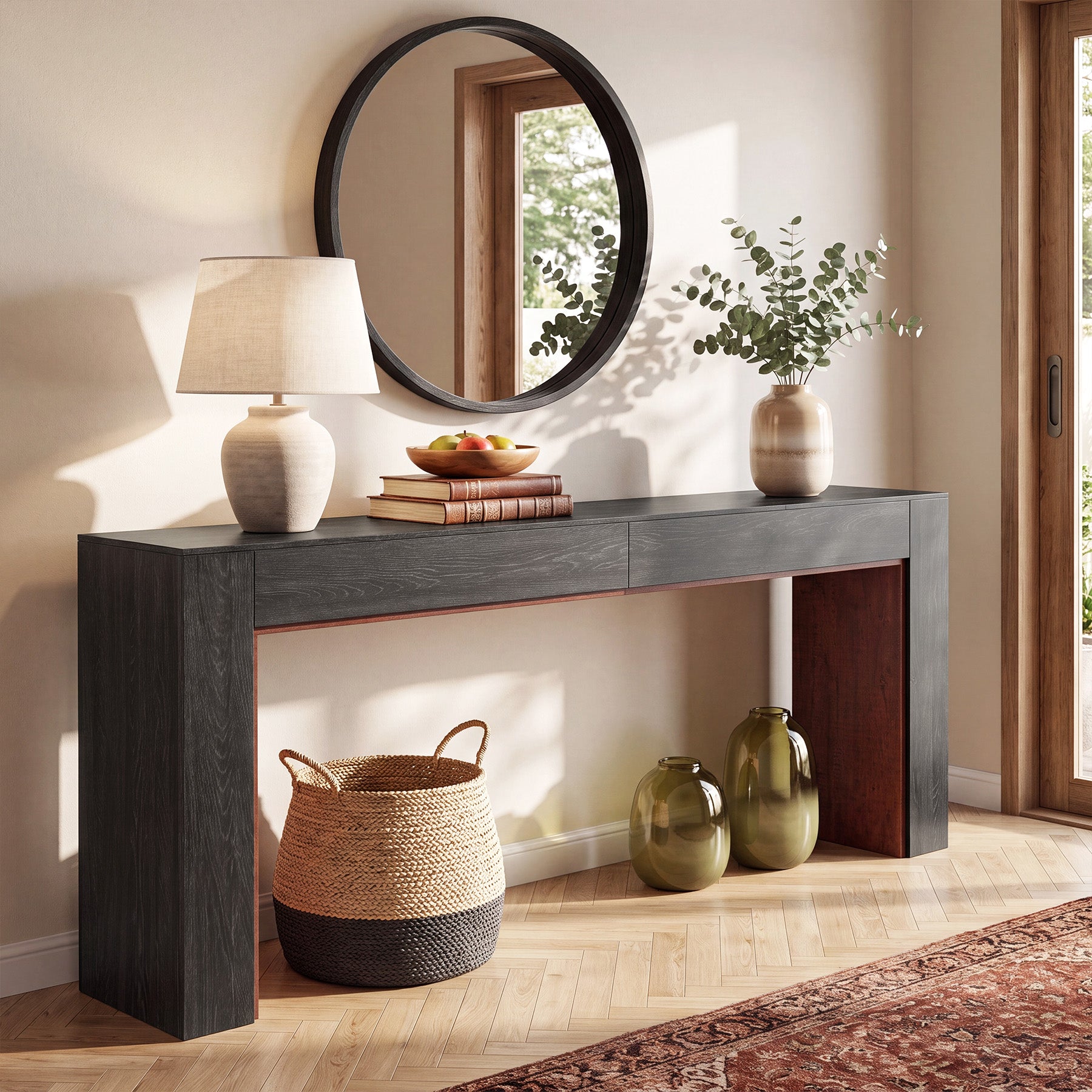78.7" Extra Long Farmhouse Console Table, Two-Tone Entryway Sofa Table for Hallway & Behind Couch