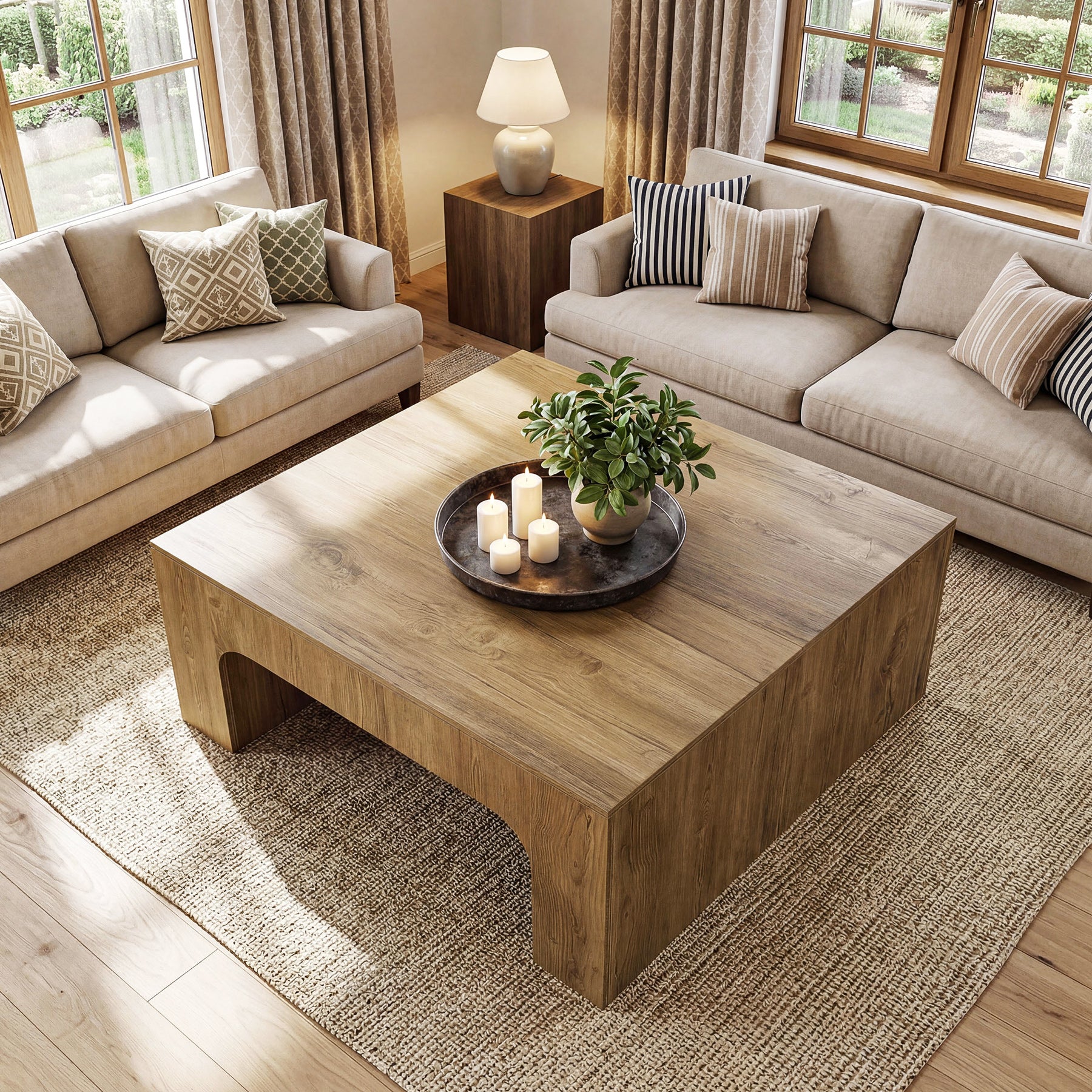 Tribesigns 39" Square Coffee Table, Wooden Farmhouse Center Table for Living Room