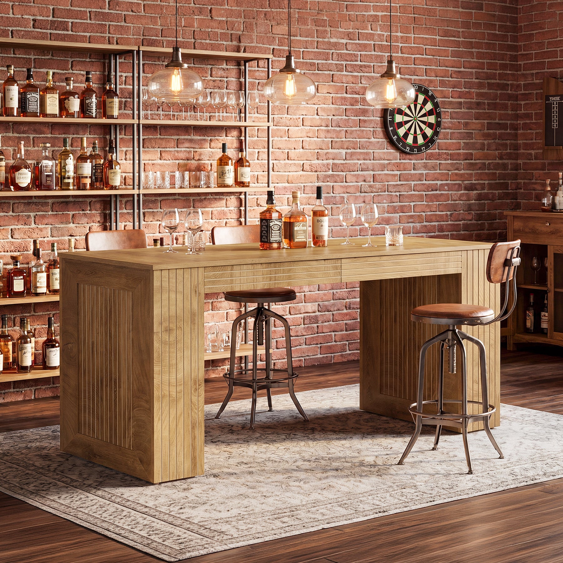 Tribesigns 62.99-Inch Counter Height Pub Table with Strong Frame, Farmhouse Bar Table for Kitchen(Only Table)
