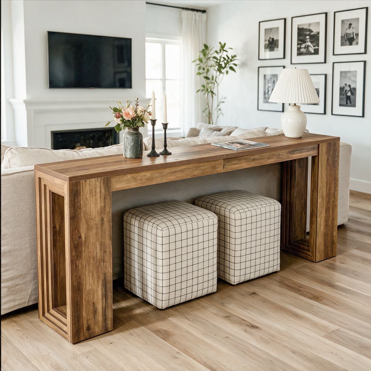 87" Farmhouse Console Table for Entryway, Long Sofa Table