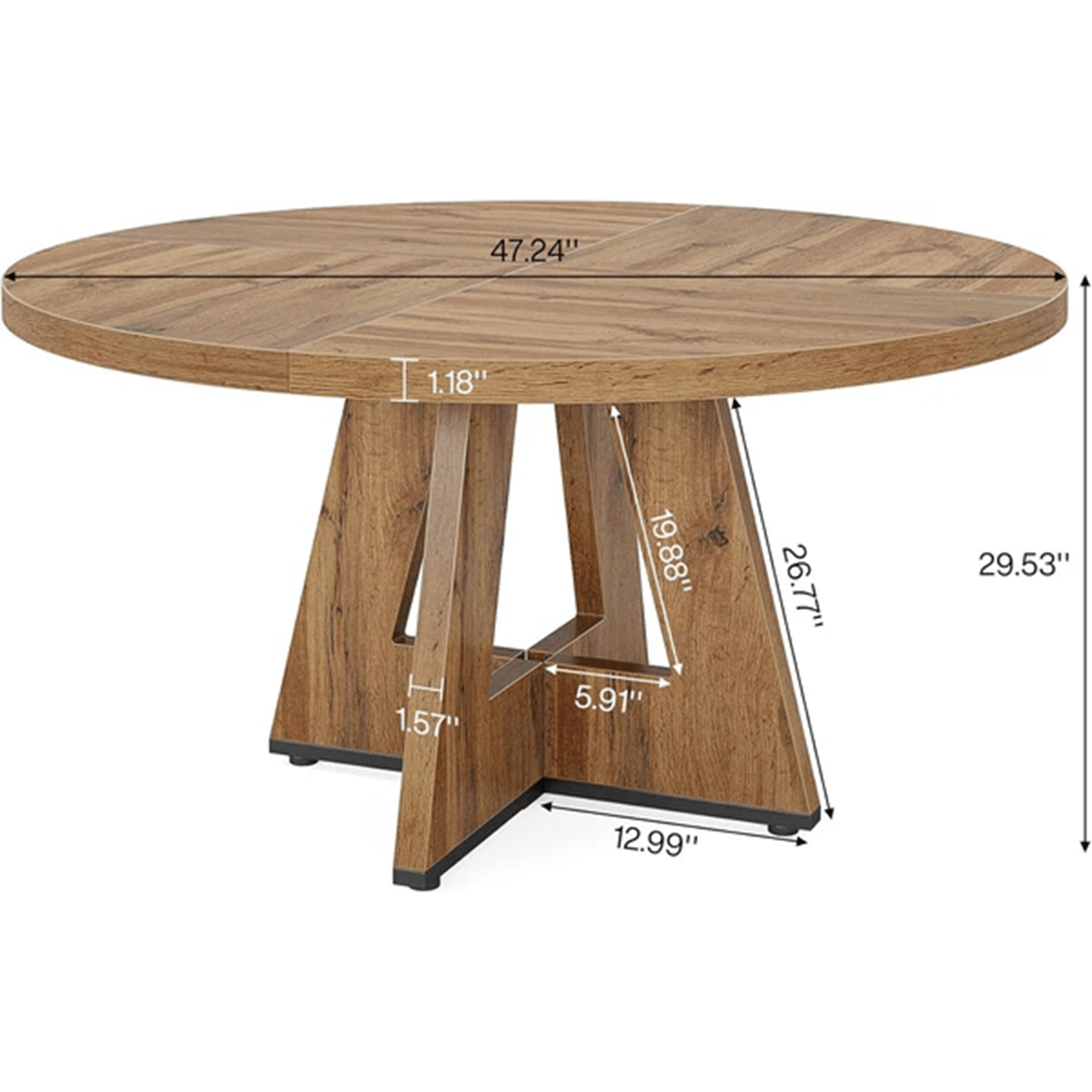 Tribesigns 47-Inch Round Dining Table, Farmhouse Cross Base Table for 4-6