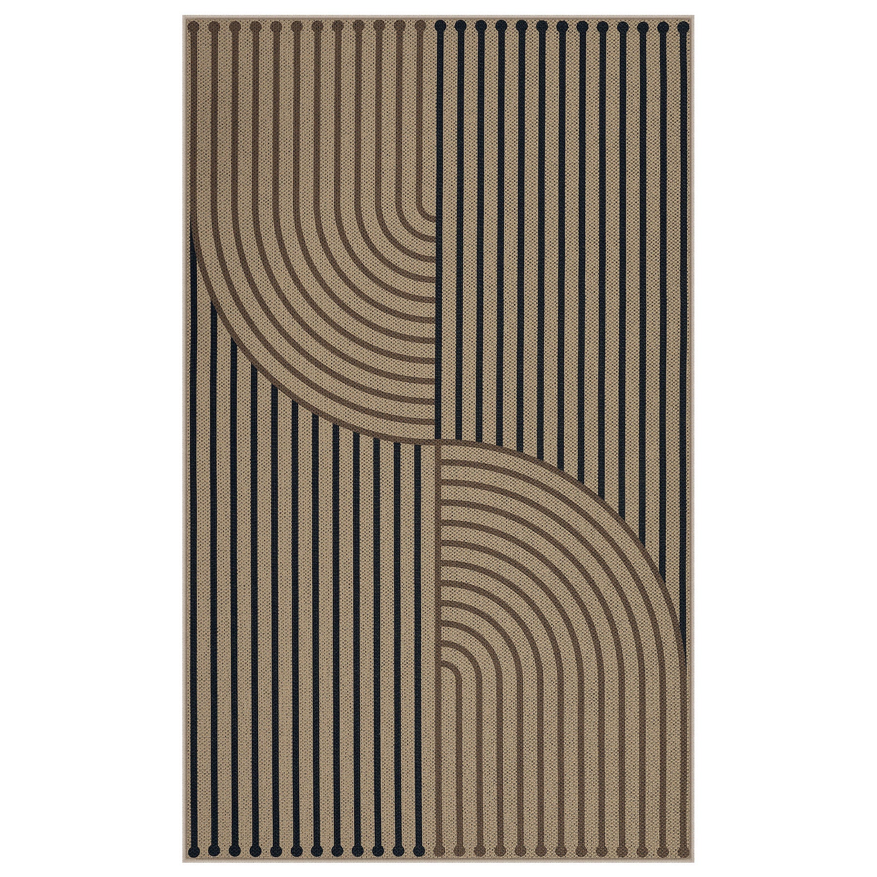 Boho Jute Washable Area Rug, Non-Slip Neutral Abstract, Indoor Outdoor Entryway Kitchen Patio Rug