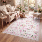 3x5/5x7 Bow Floral Area Rugs#Color_Pink
